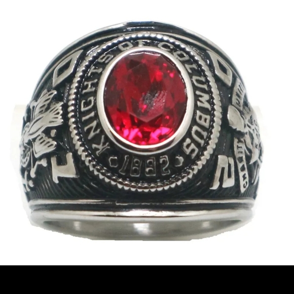 Stainless steel knights of columbus ring size 10, 11, 12 In Red. Belt bu… - Picture 4 of 9